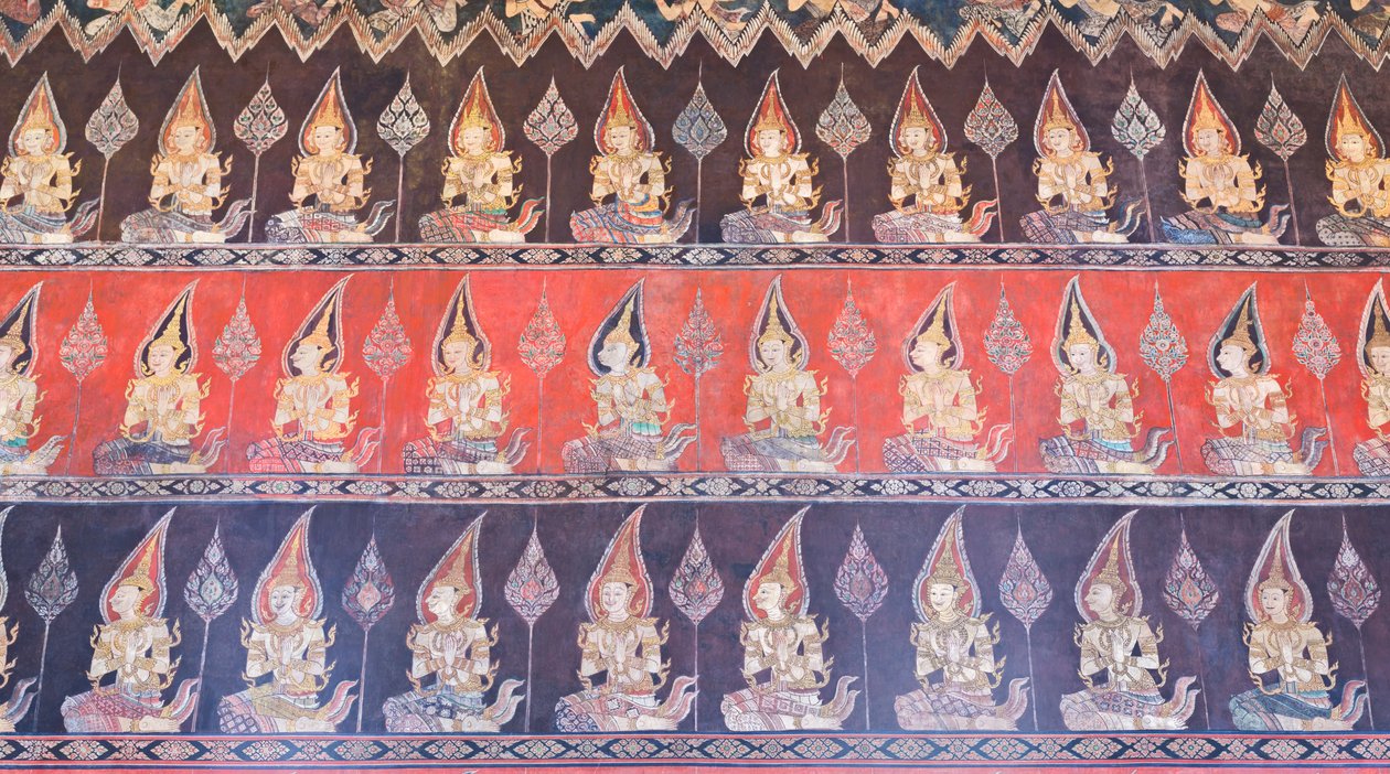 Malowidła ścienne w kaplicy Buddhaisawan, pałac Wang Na (malarstwo) autorstwa School Thai