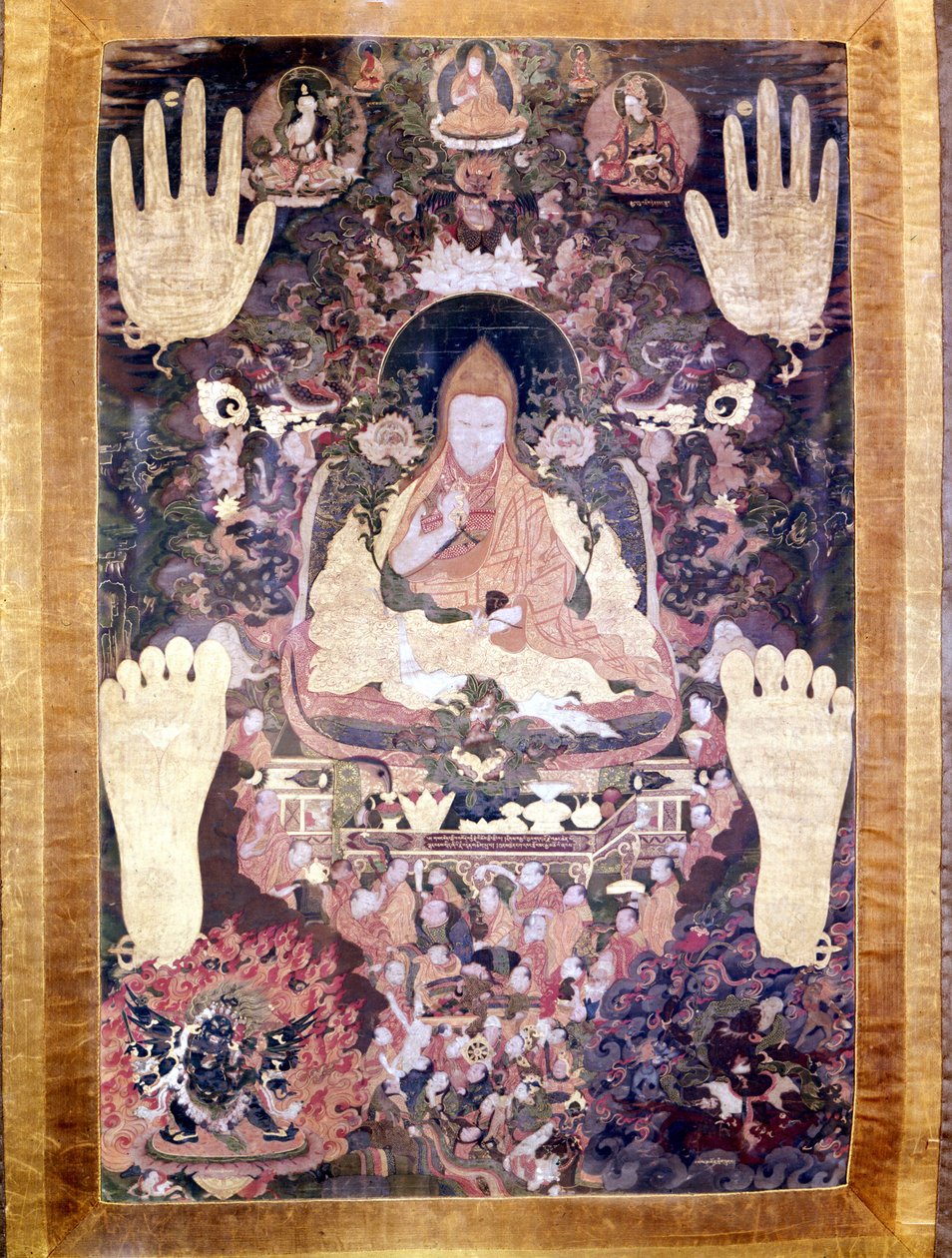 Blo Bzang Rgya ktso, piąty Dalajlama, najwybitniejszy i najważniejszy w historii. Tybetańska Thai-ka, Muzeum Guimet, Paryż autorstwa School Tibetan