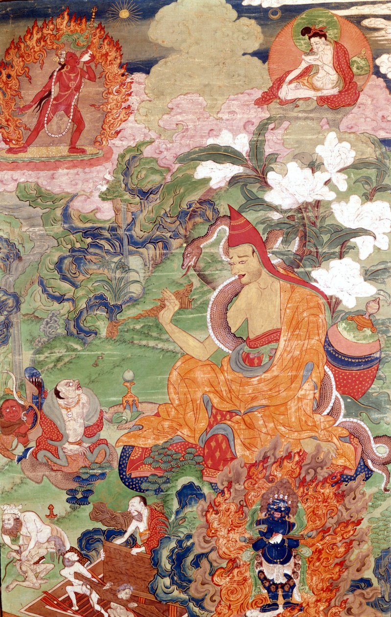 Magik Abhayakava z Bengalu, tybetański Thai-Ka, Musée Guimet, Paryż autorstwa School Tibetan