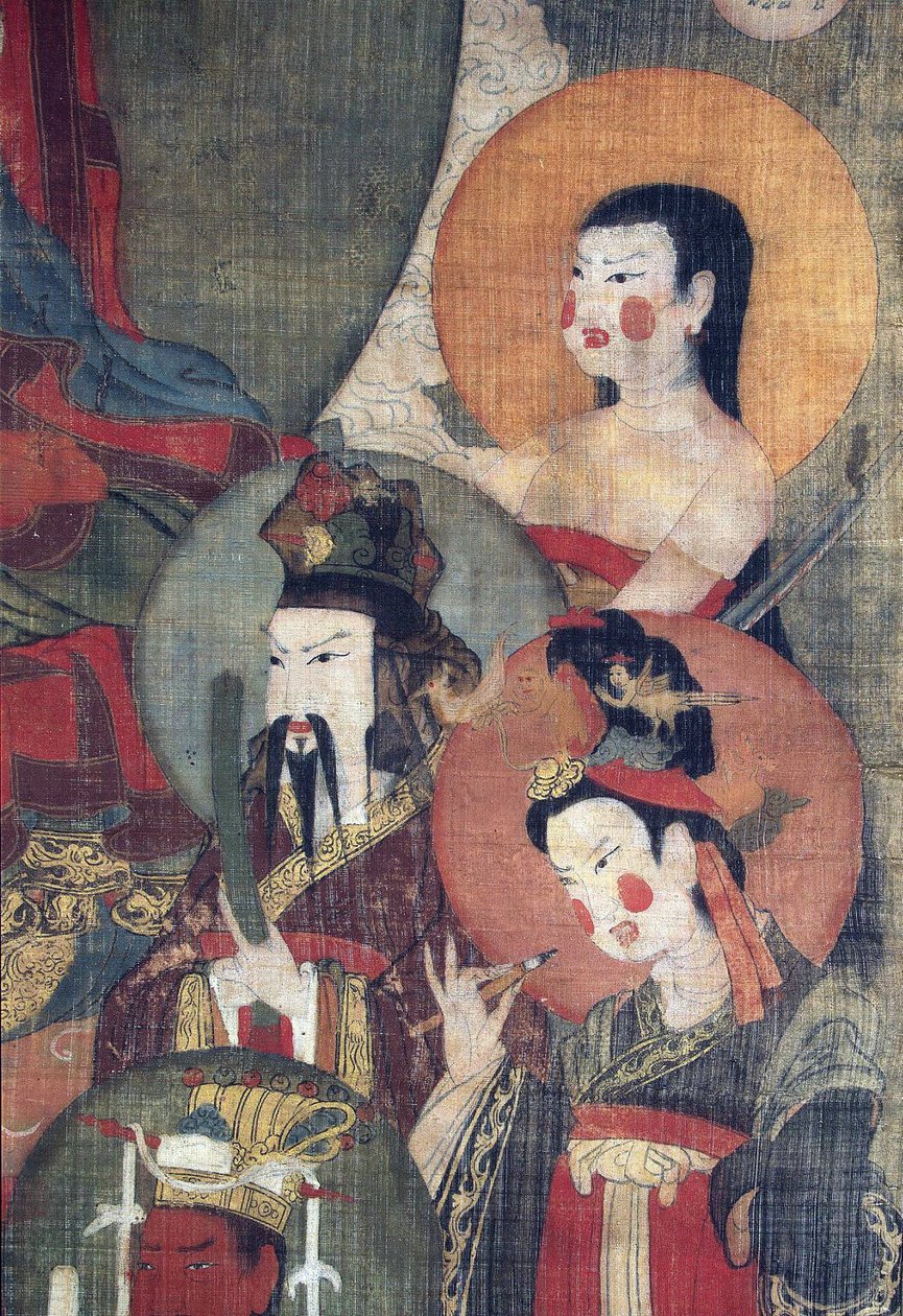 Kultura tybetańska: Budda Tejaprabha otoczony bóstwami planety. Tempera na jedwabiu, format : 104x67, początek XII w., Pustelnia Państwowa, Petersburg autorstwa School Tibetan