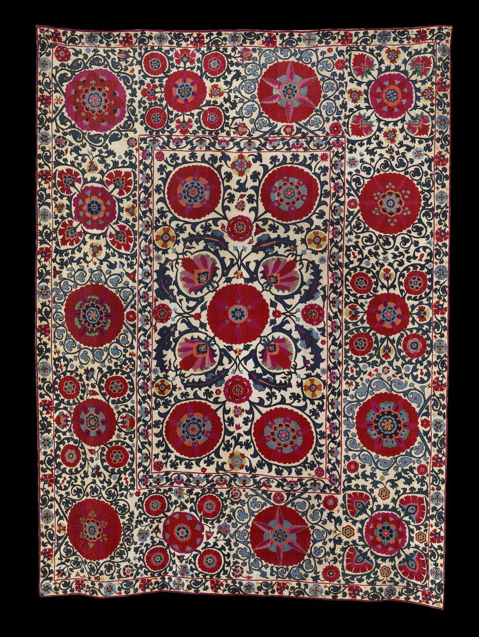 Shakhrisyabz Suzani, ok. 1930 1800 (jedwabny haft na bawełnianym podkładzie) autorstwa School Uzbek