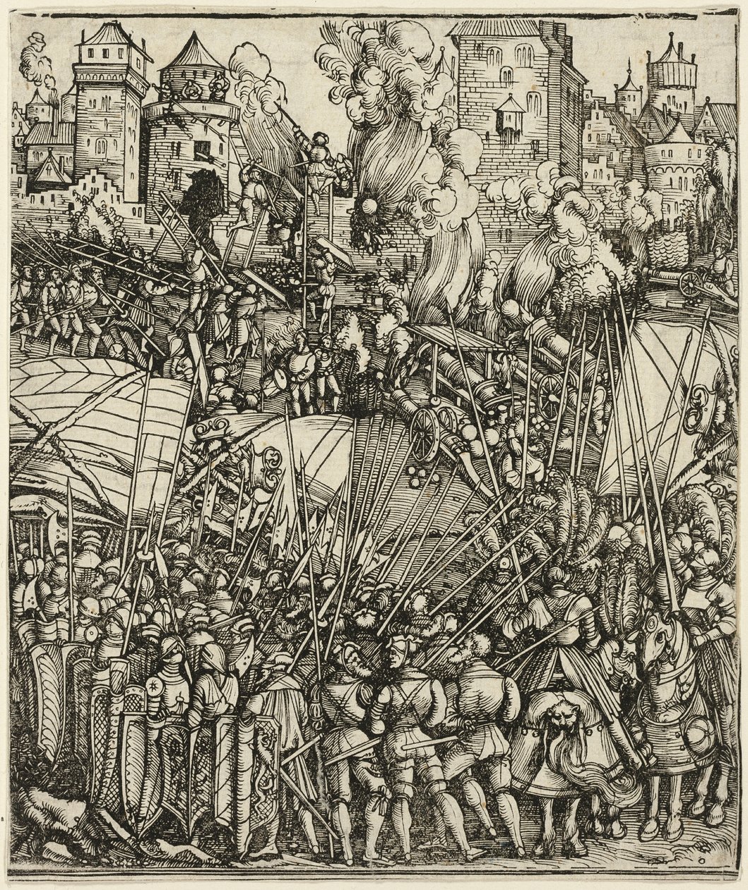 Wypędzenie Węgrów z Dolnej Austrii, z Łuku Triumfalnego Maksymiliana I autorstwa School of Albrecht Dürer