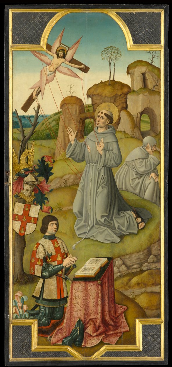 Stygmaty św. Franciszka; (verso) Chrystus w Ogrodzie Getsemani, ok. 1470 (olej na desce) autorstwa School of Amiens