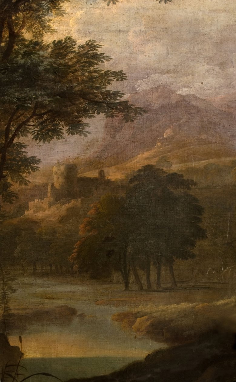 Krajobraz Z Zamkiem W Oddali, 1725. autorstwa School of Jacques Rousseau
