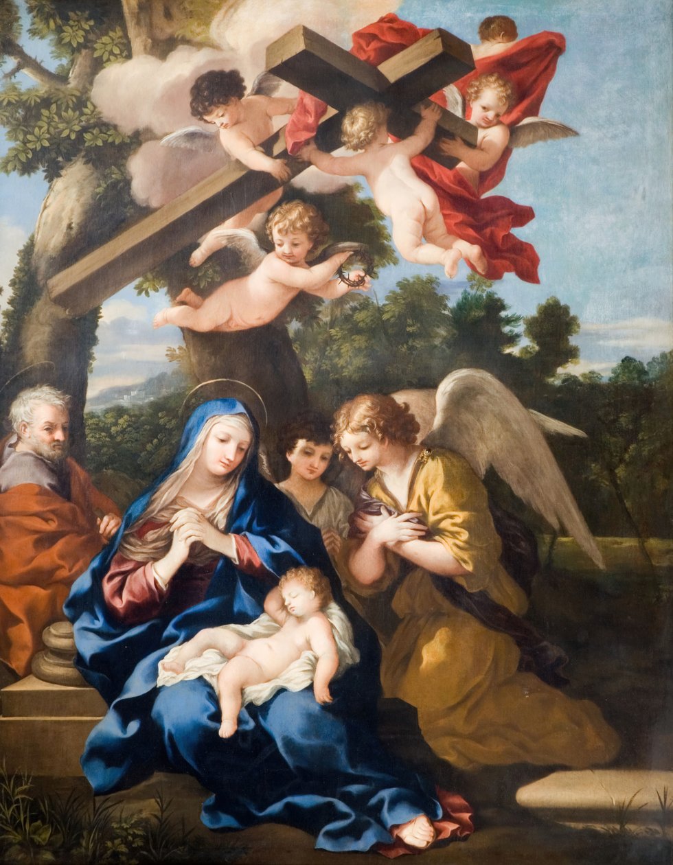 Święta Rodzina z Aniołami, 1700. autorstwa School of Pietro Cortona