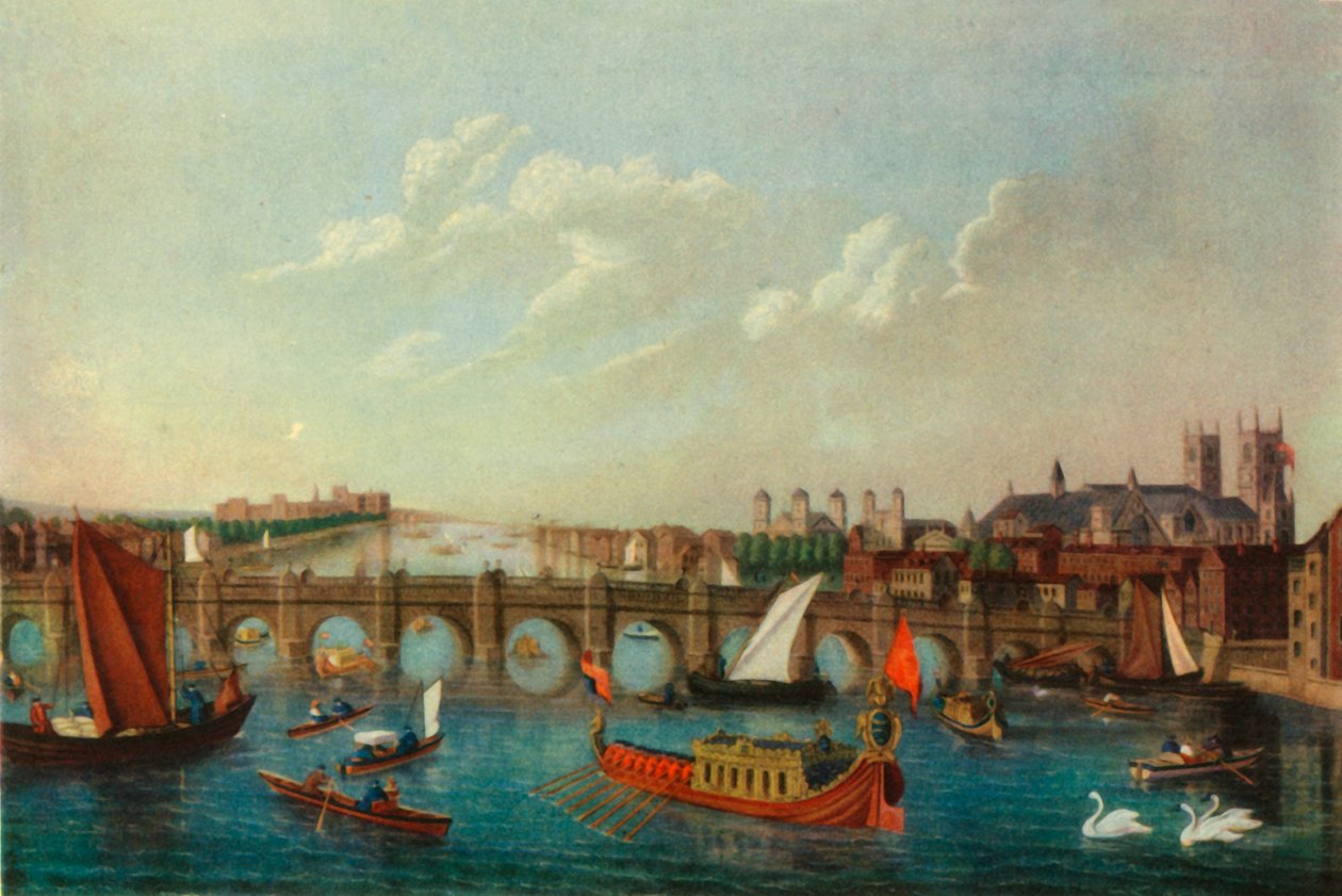 Barka królewska na Tamizie, Londyn, c1751, 1947. autorstwa School of Samuel Scott