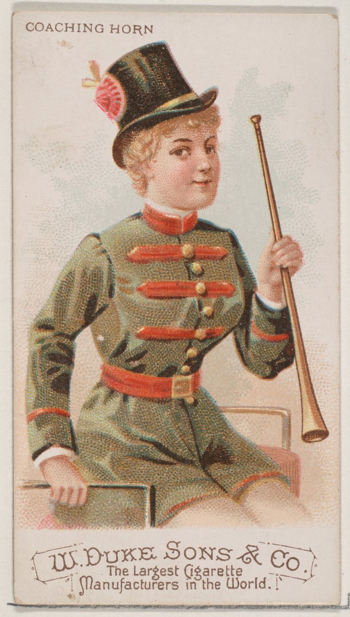 Róg trenerski z serii Musical Instruments N82 do papierosów marki Duke, 1888., 1888. autorstwa Schumacher and Ettlinger