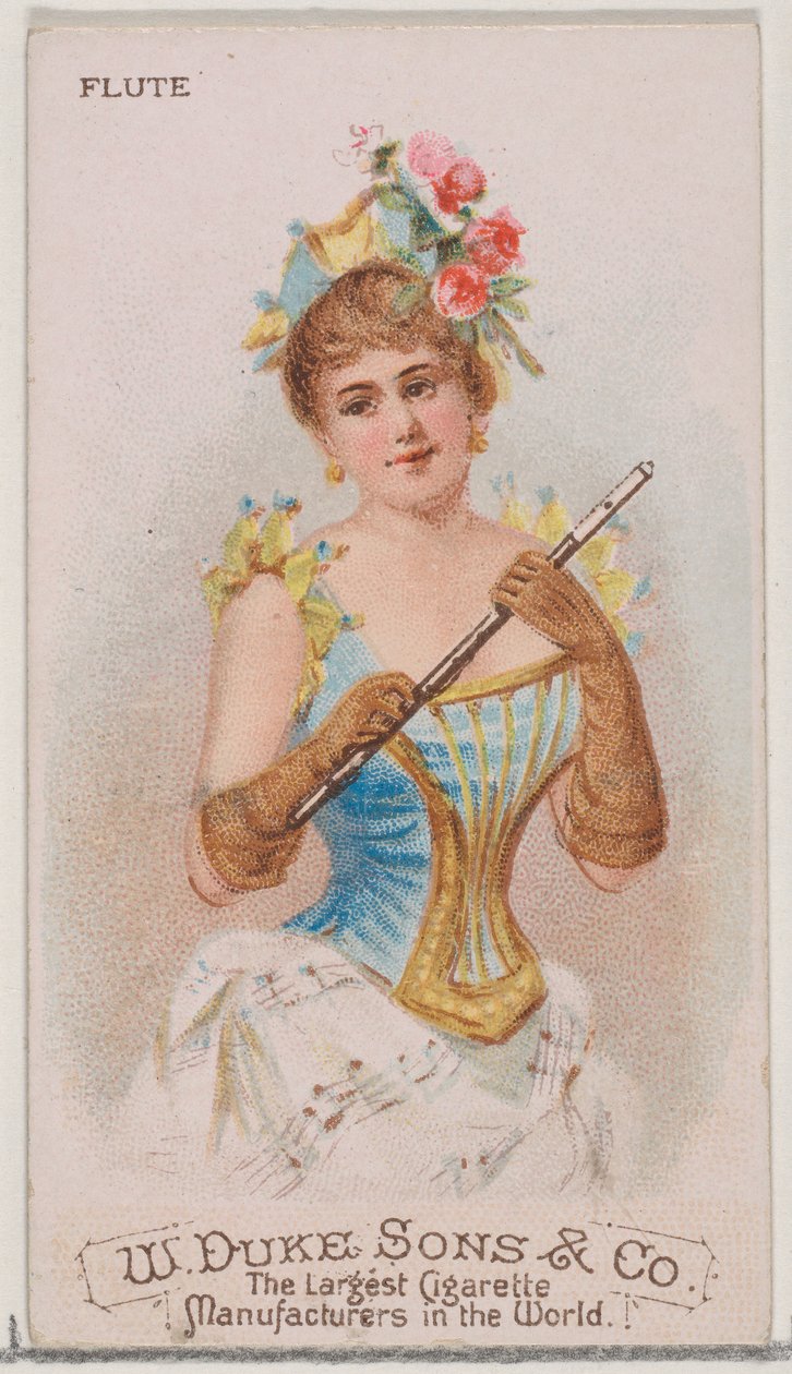 Flet z serii Musical Instruments N82 do papierosów marki Duke, 1888., 1888. autorstwa Schumacher and Ettlinger