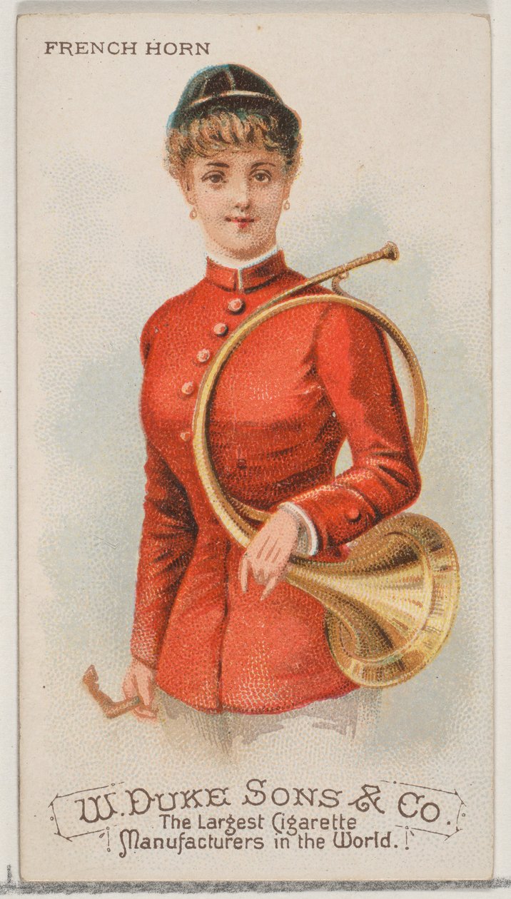 Róg, z serii Musical Instruments N82 do papierosów marki Duke, 1888., 1888. autorstwa Schumacher and Ettlinger