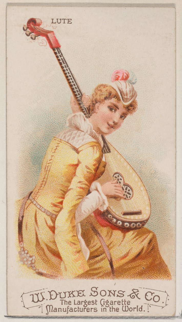 Lutnia z serii Musical Instruments N82 do papierosów marki Duke, 1888., 1888. autorstwa Schumacher and Ettlinger