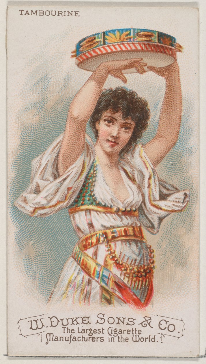 Tamburyn z serii Musical Instruments N82 do papierosów marki Duke, 1888., 1888. autorstwa Schumacher and Ettlinger