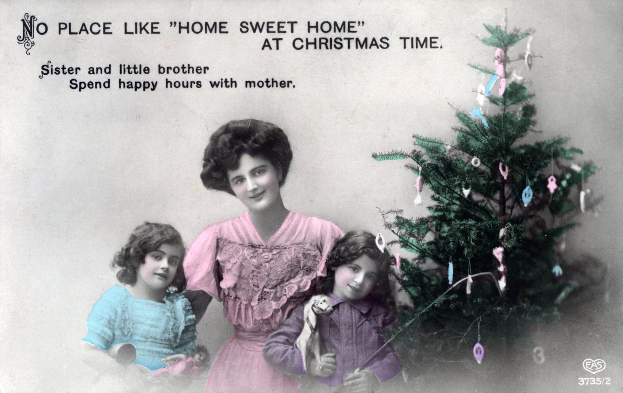 „No Place like Home Sweet Home at Christmas Time”, kartka z życzeniami, c1900-1919. autorstwa Schwerdffeger and Co