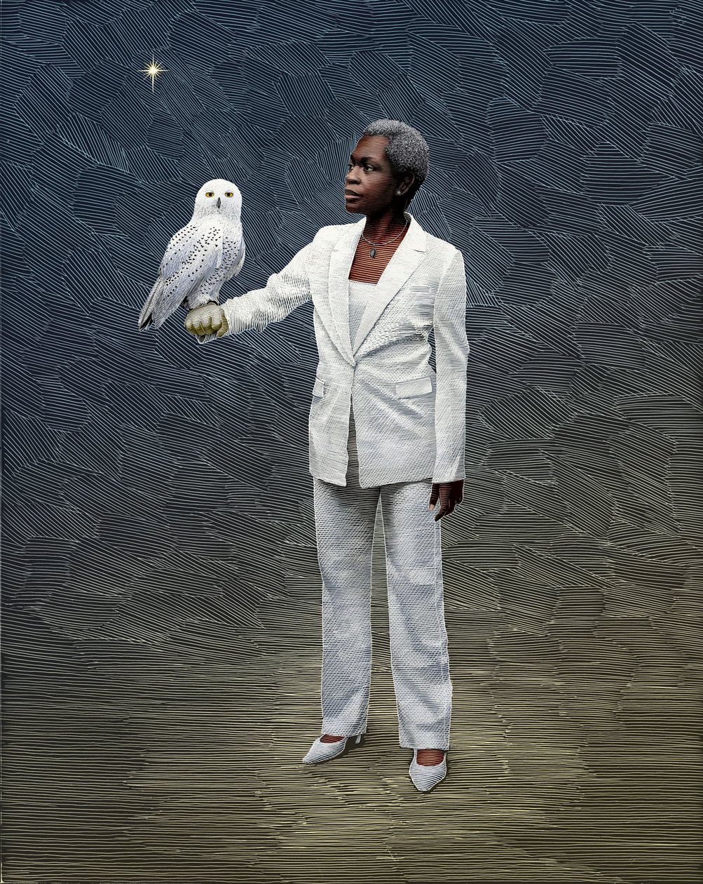 Balthazar, 2021 (scratchboard, pokolorowany cyfrowo) autorstwa Scott McKowen