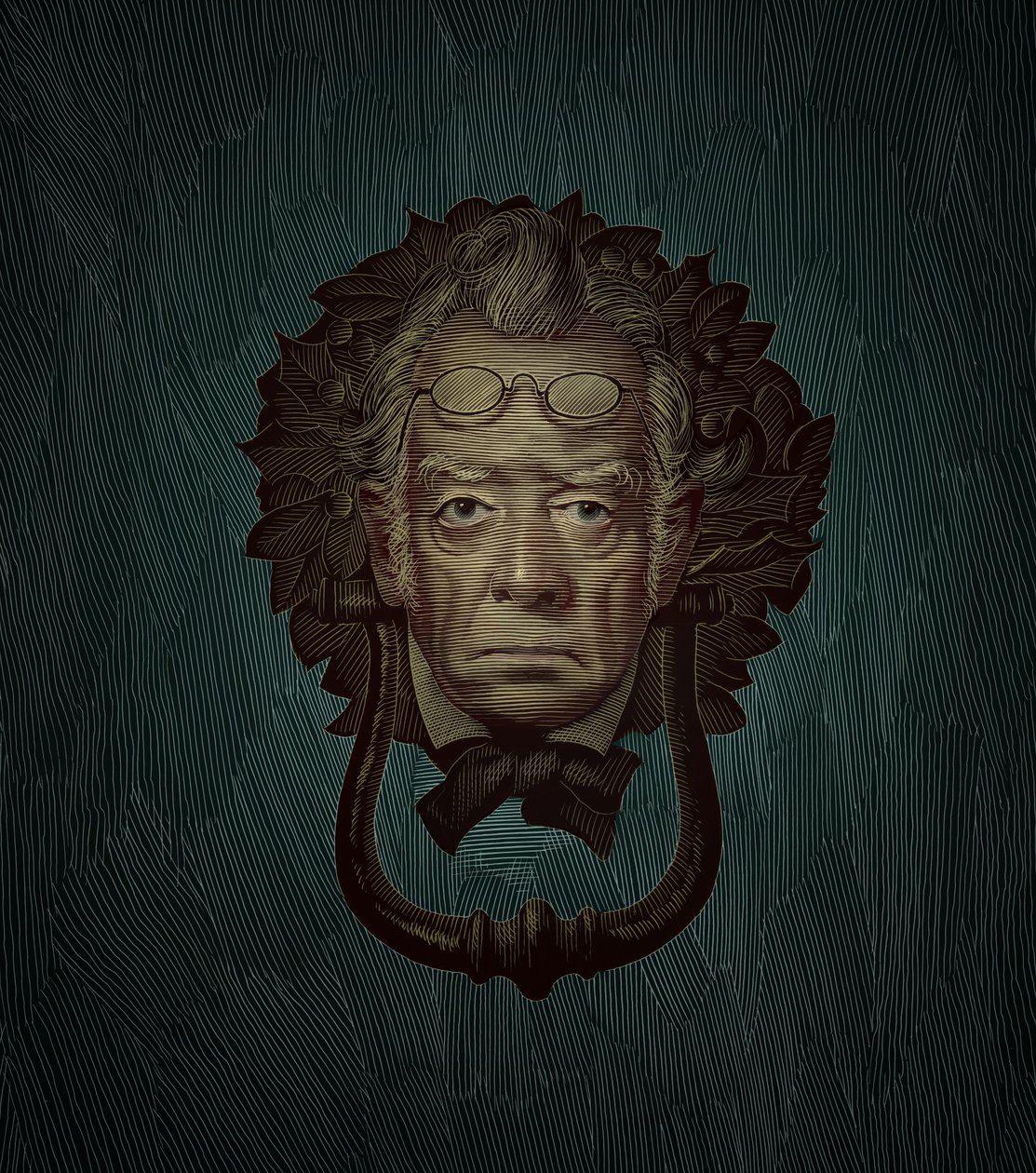 Jacob Marley, 2019 (scratchboard, kolorowany cyfrowo) autorstwa Scott McKowen