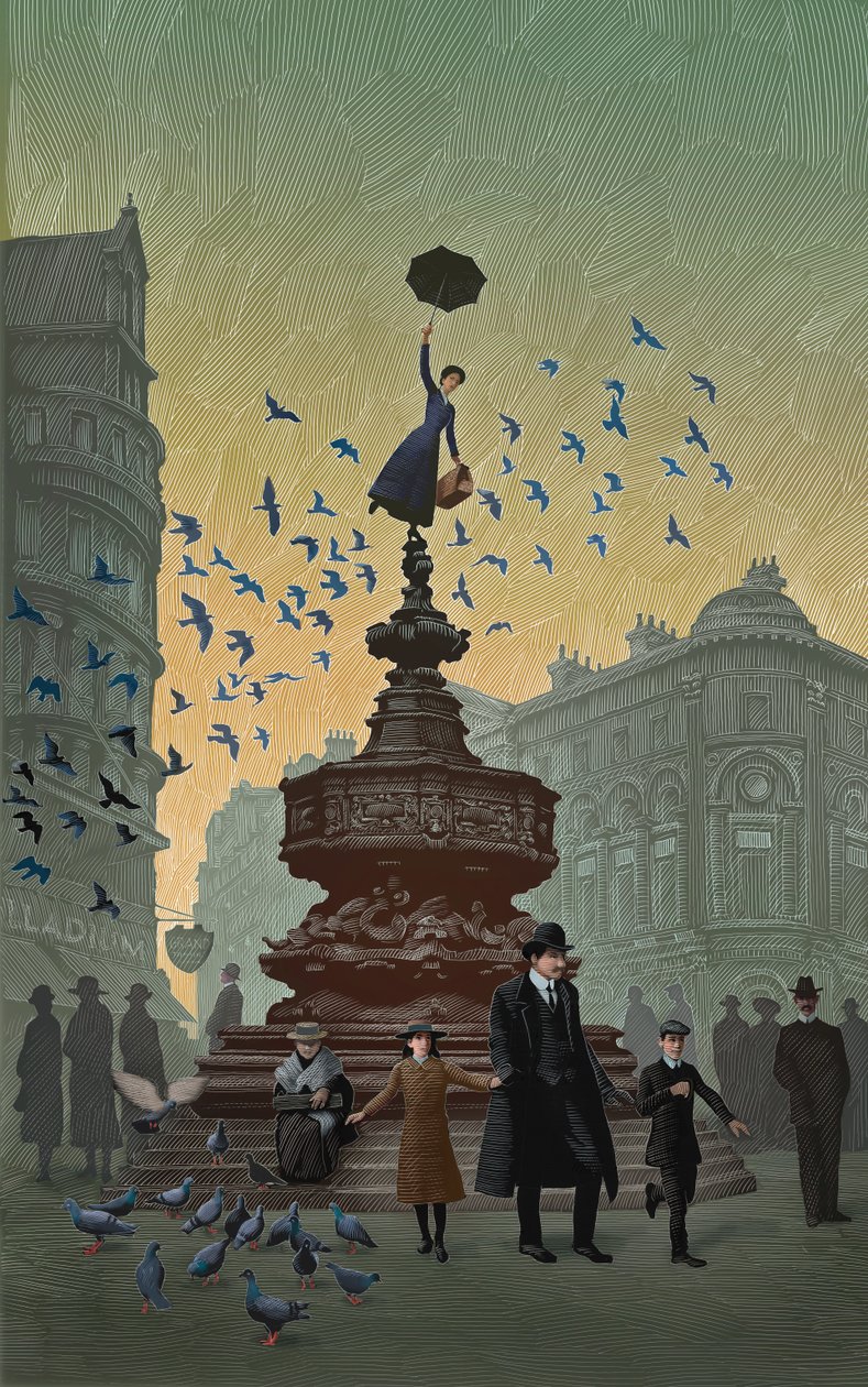 Mary Poppins, 2019 (scratchboard, pokolorowany cyfrowo) autorstwa Scott McKowen