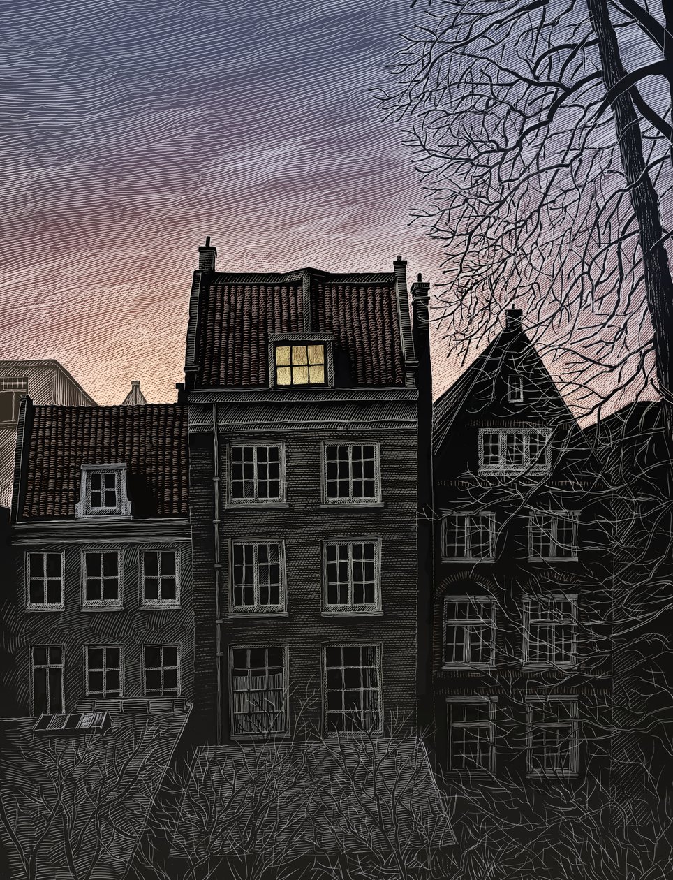 The Diary of Anne Frank, 2015 (scratchboard, pokolorowany cyfrowo) autorstwa Scott McKowen