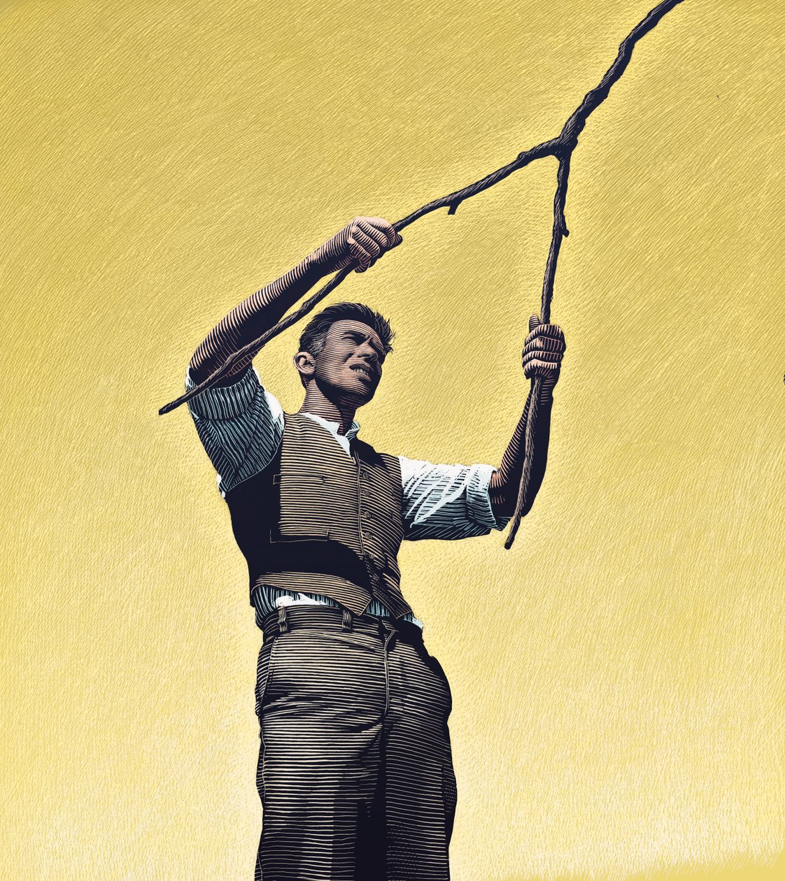 The Rainmaker, 2000 (scratchboard, pokolorowany cyfrowo) autorstwa Scott McKowen