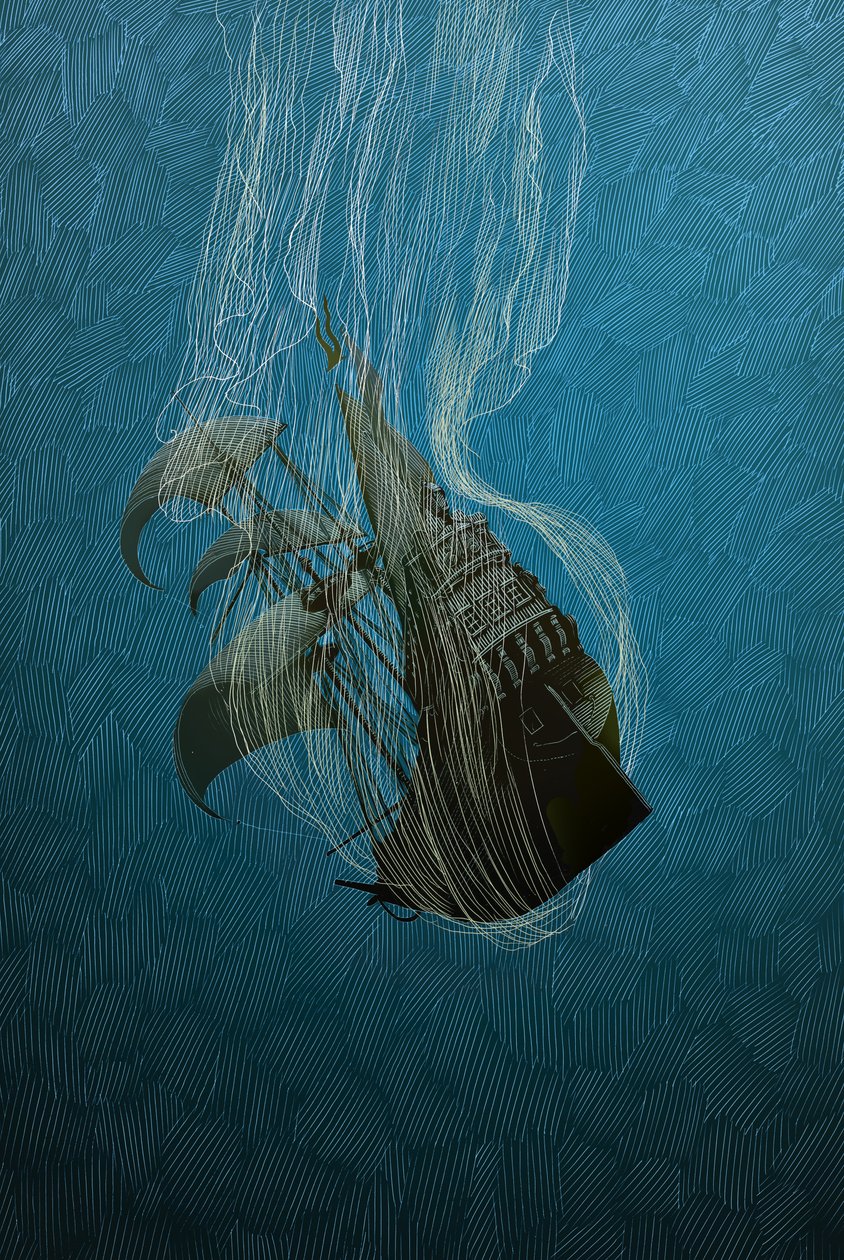 The Tempest, 2014 (scratchboard, pokolorowany cyfrowo) autorstwa Scott McKowen