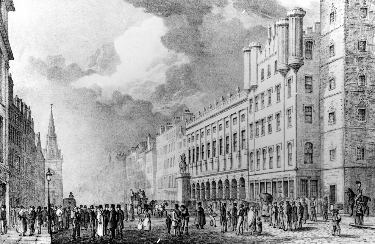 Trongate of Glasgow, grafika wykonana przez Davida Allana autorstwa Scottish School