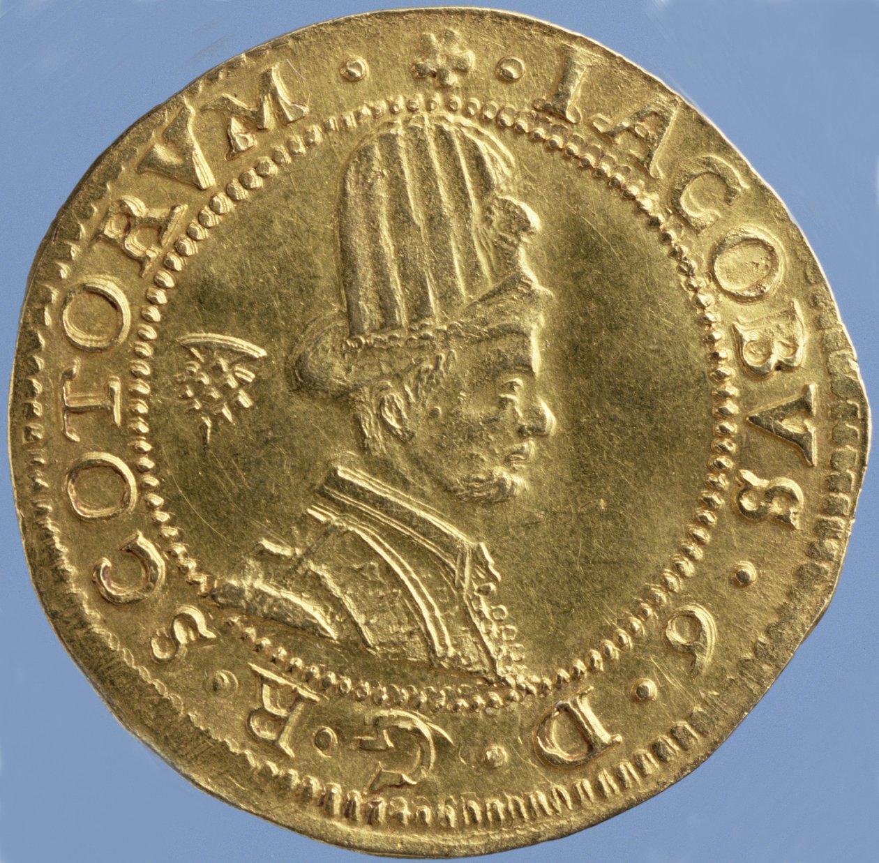 4-funtowy szkocki (kapelusz) Jakuba VI, mennica edynburska, 1591 (awers) (złoto) (odwrotność patrz 244626) autorstwa Scottish School
