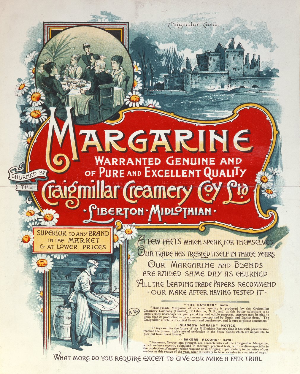 Reklama margaryny produkowanej przez Craigmillar Creamery autorstwa Scottish School