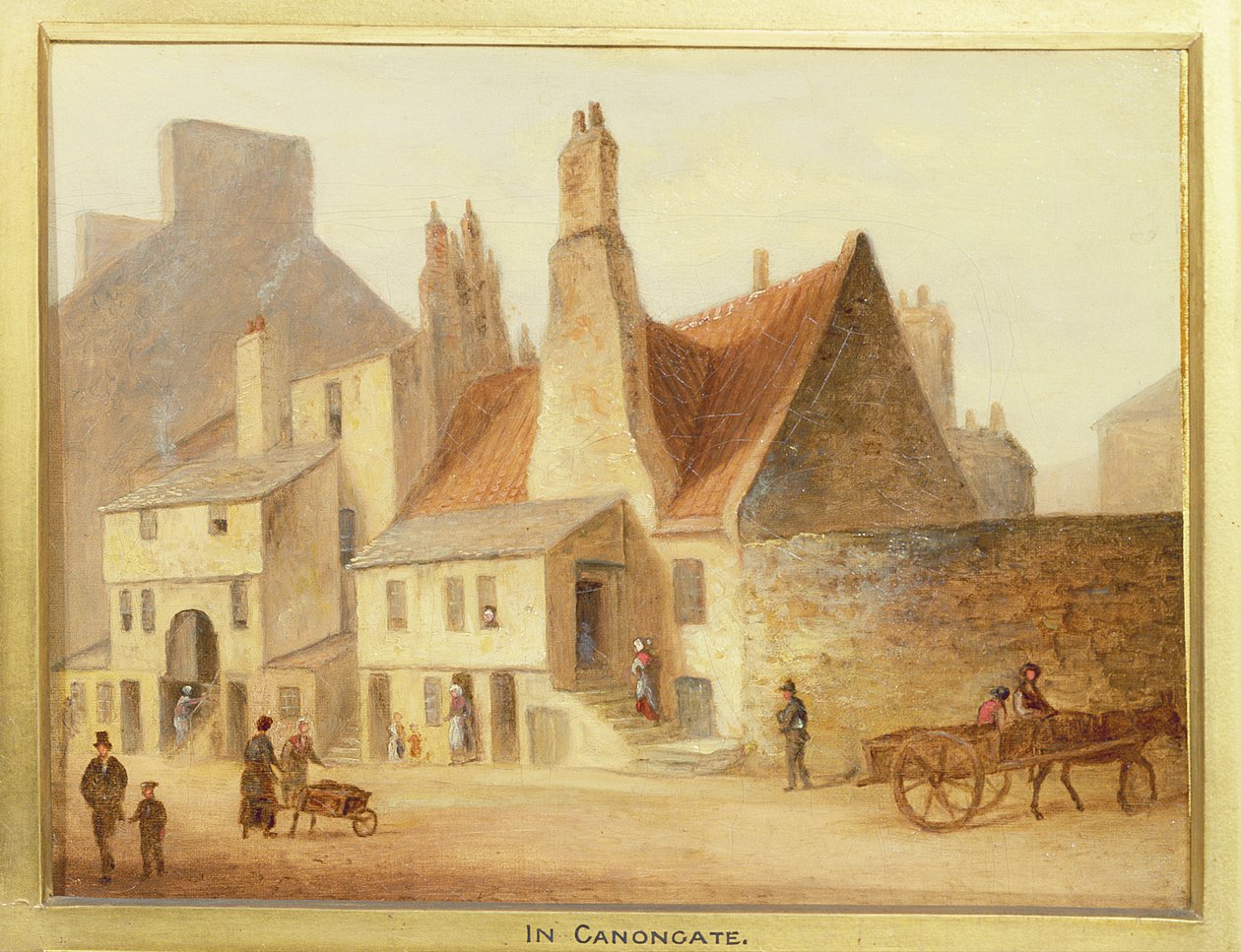 Canongate, fragment z Edynburga: Dziewięć widoków na Stare Miasto autorstwa Scottish School