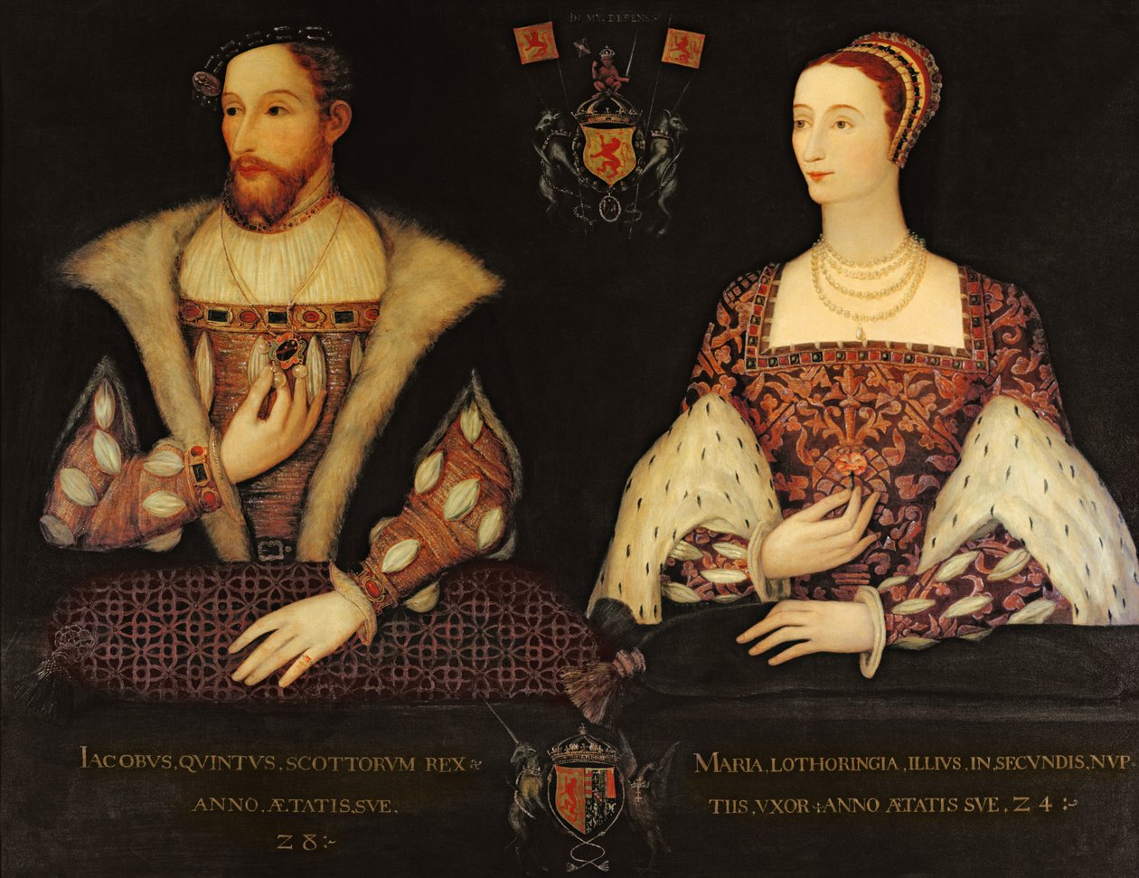 Kopia oryginalnego podwójnego portretu Marie de Guise (1515-60) i króla Jakuba V (1512-42) na zlecenie Lorda Bute, 1895 autorstwa Scottish School