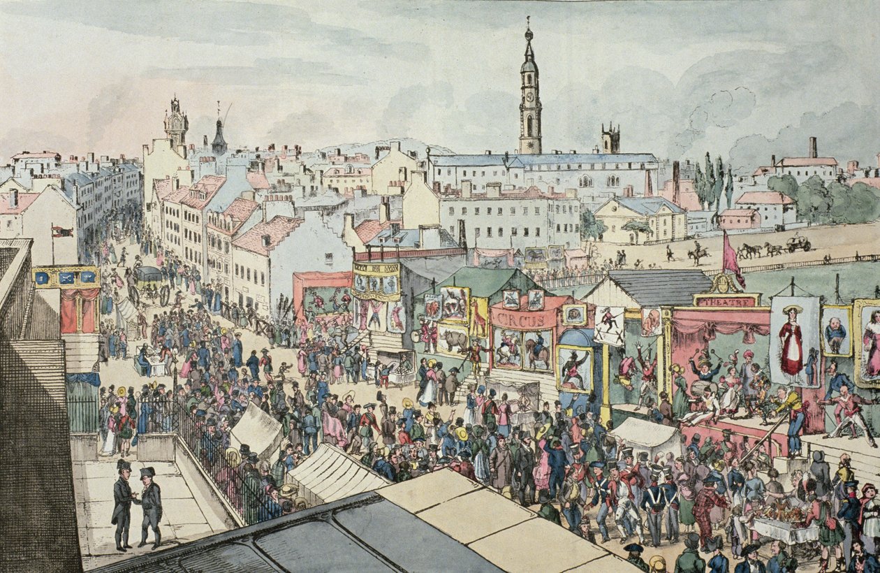 Rysunek Glasgow Fair, z The Glasgow Looking Glass, 1825 autorstwa Scottish School