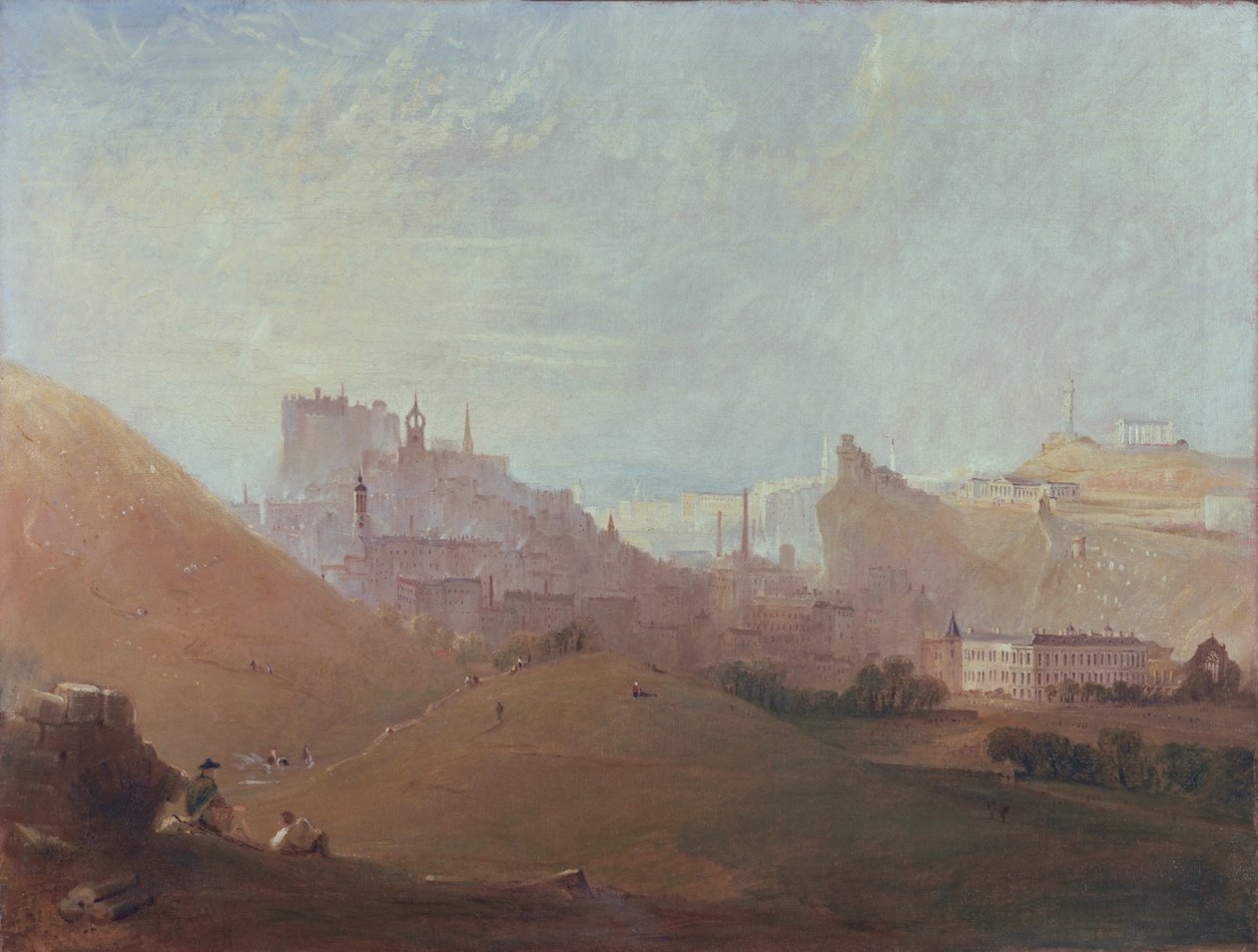 Edynburg, z kaplicy św. Antoniego, Arthurs Seat, ok. 1830-36 autorstwa Scottish School