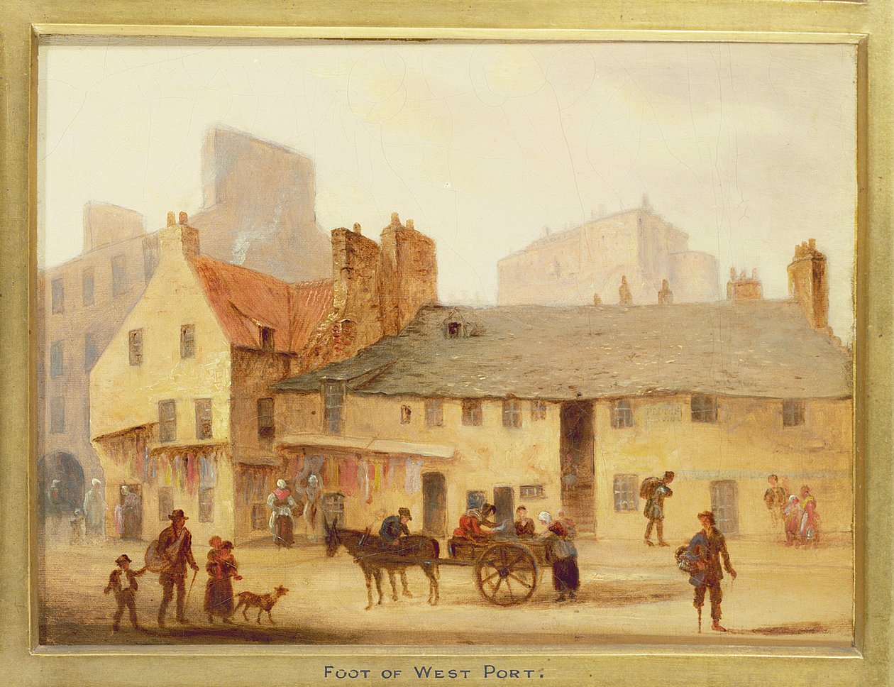Foot of West Port, fragment z Edynburga: Dziewięć widoków na Stare Miasto autorstwa Scottish School