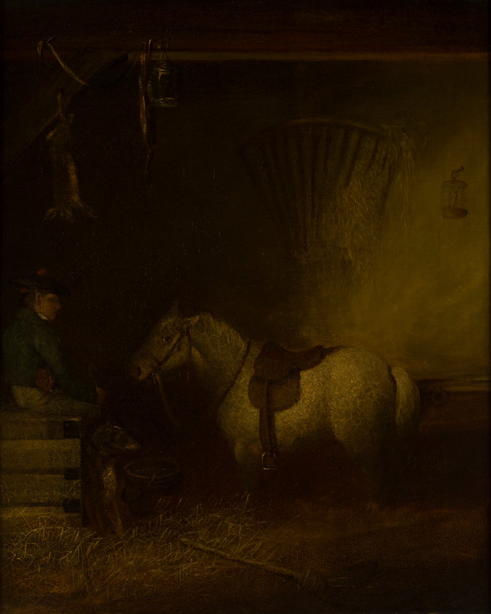 Kucyk w stajni (olej na płótnie) autorstwa Scottish School