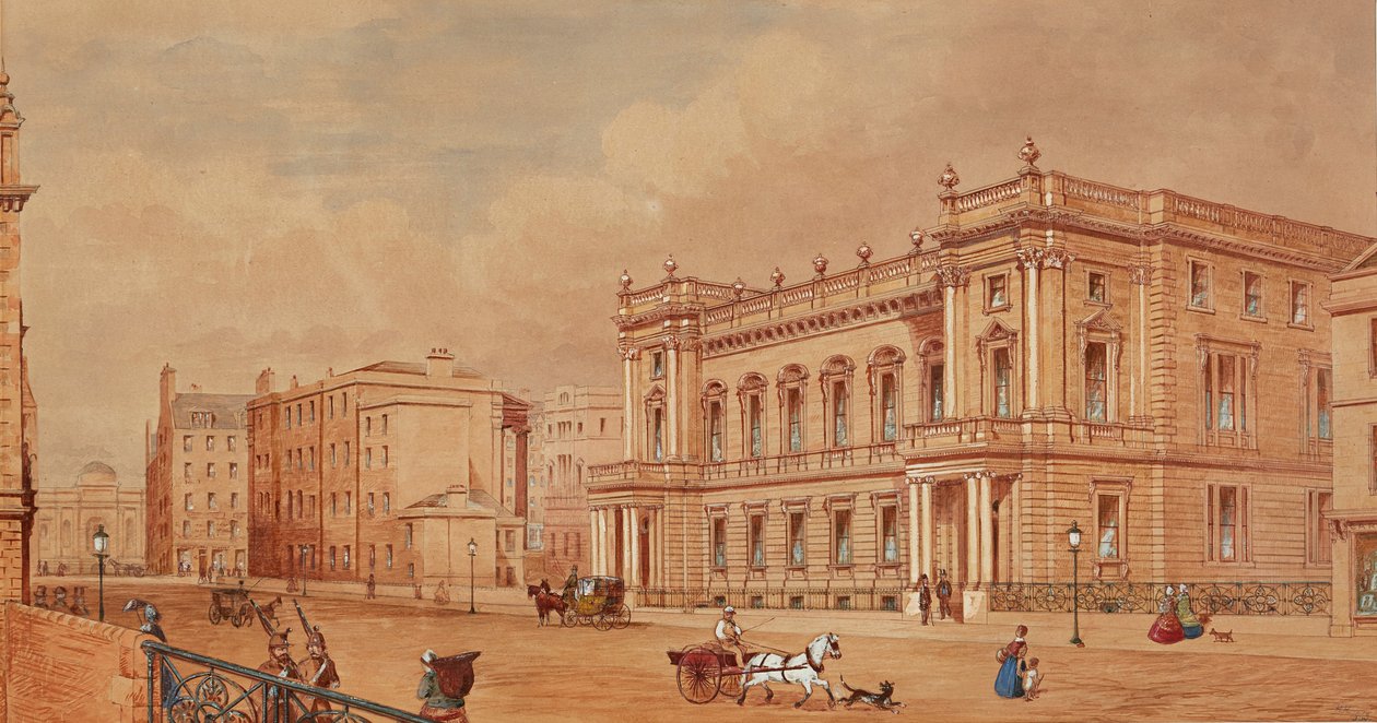 Perspektywa Edynburga (ołówek, długopis i atrament oraz akwarela) autorstwa Scottish School