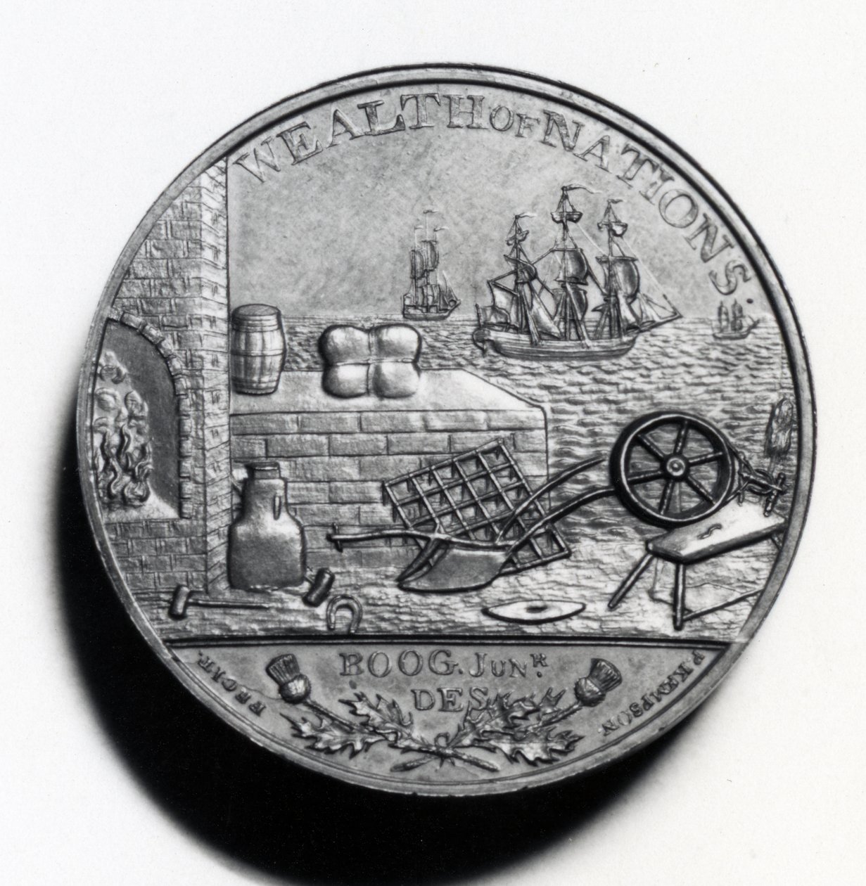 Szkocka Penny upamiętniająca Adama Smitha (rewers), 1797 (miedź) (awers patrz XJF448269) autorstwa Scottish School