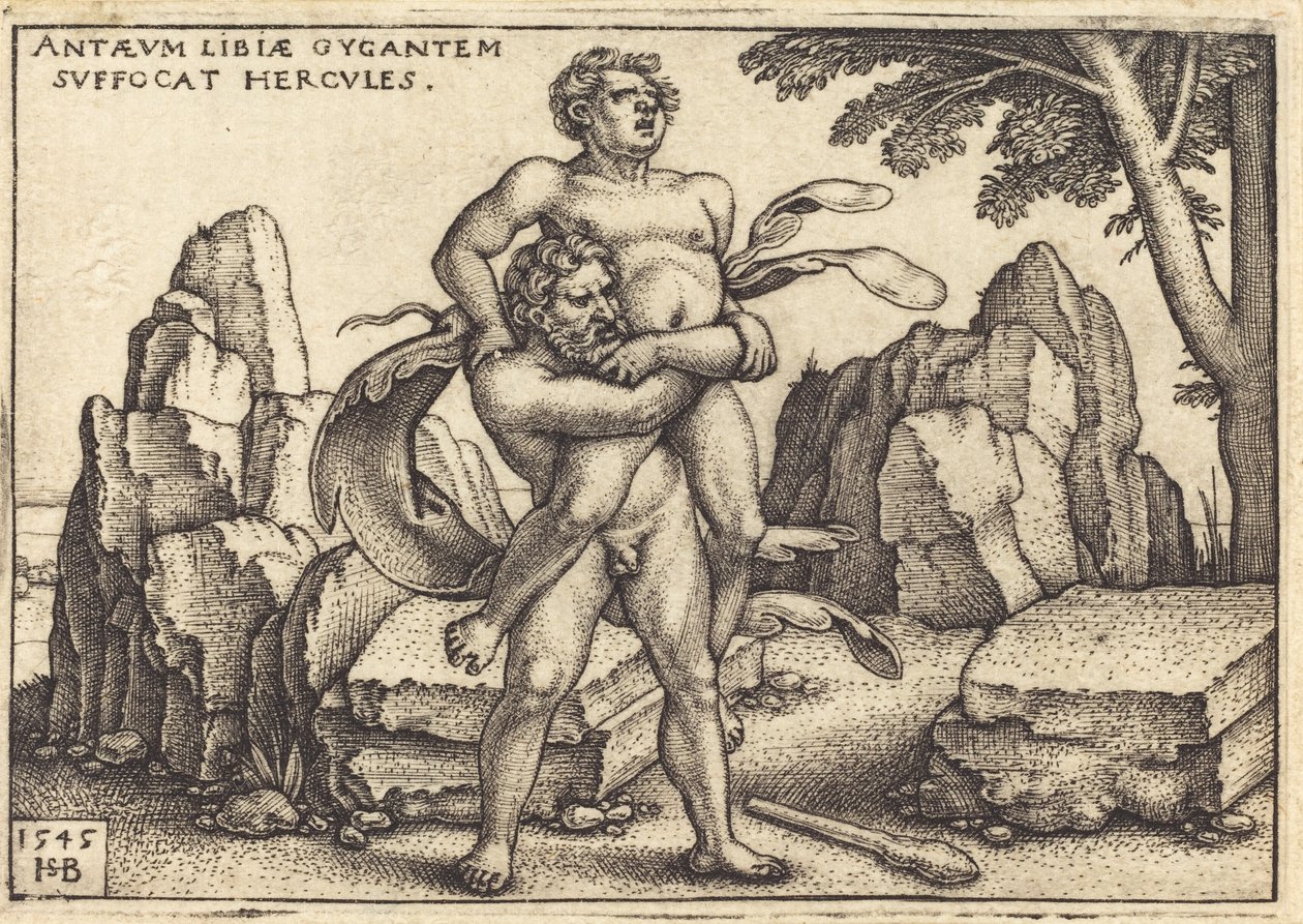 Herkules zabija Anteusza autorstwa Sebald Beham