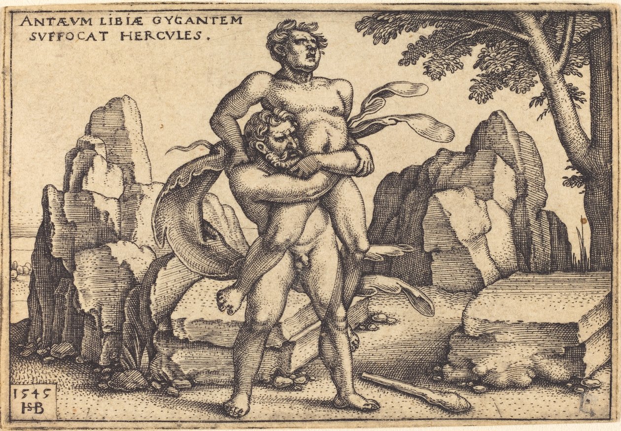 Herkules zabija Anteusza autorstwa Sebald Beham