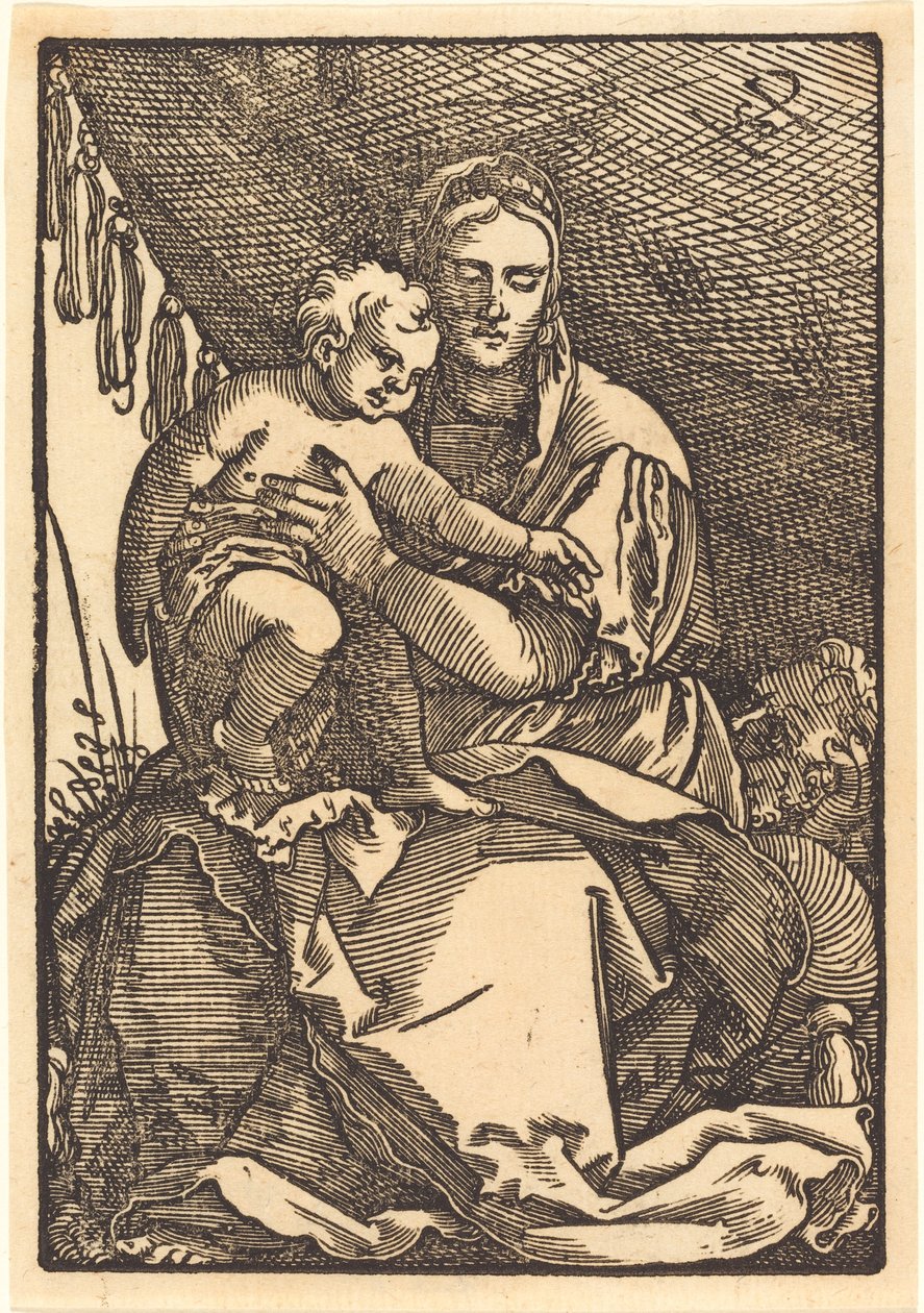 Madonna z Dzieciątkiem pod baldachimem autorstwa Sebald Beham
