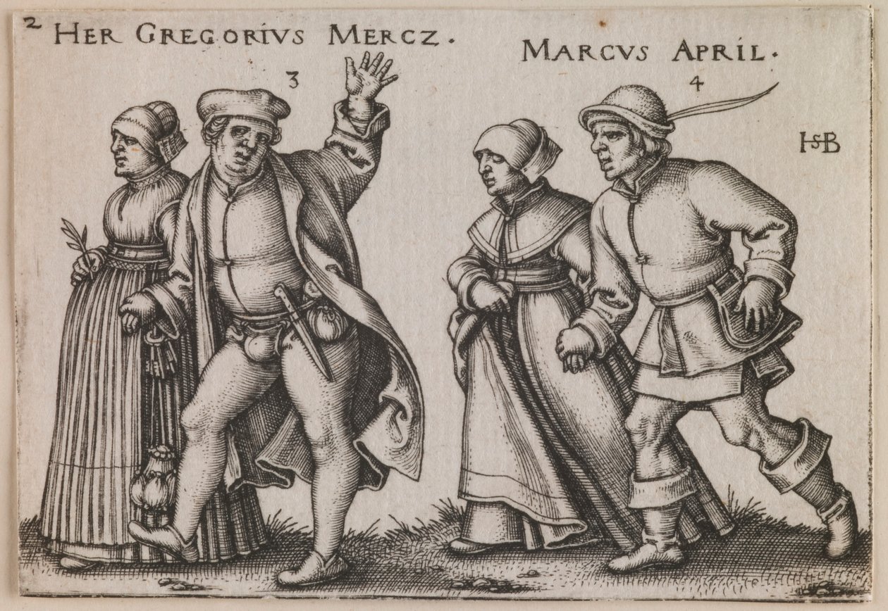 „Marzec i kwiecień” z cyklu „Uczta chłopska czyli dwanaście miesięcy” autorstwa Sebald Beham