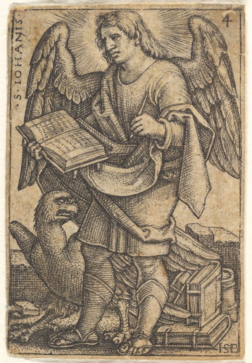 Ilustracja 4: Św. Jan z głową zwróconą trzy czwarte w lewo, z księgą w ręku, 1541. autorstwa Sebald Beham