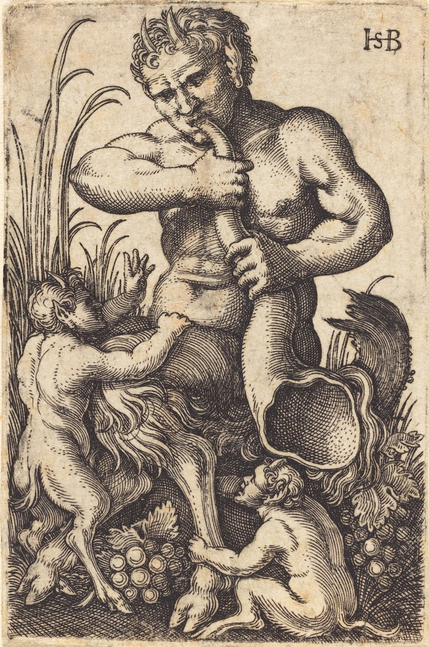 Satyr dmuchający w róg autorstwa Sebald Beham