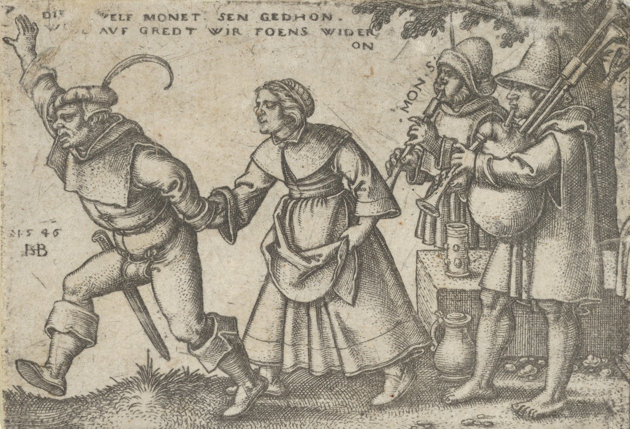 Koniec roku, z Uczty Chłopskiej lub Dwunastu Miesięcy, 1546. autorstwa Sebald Beham