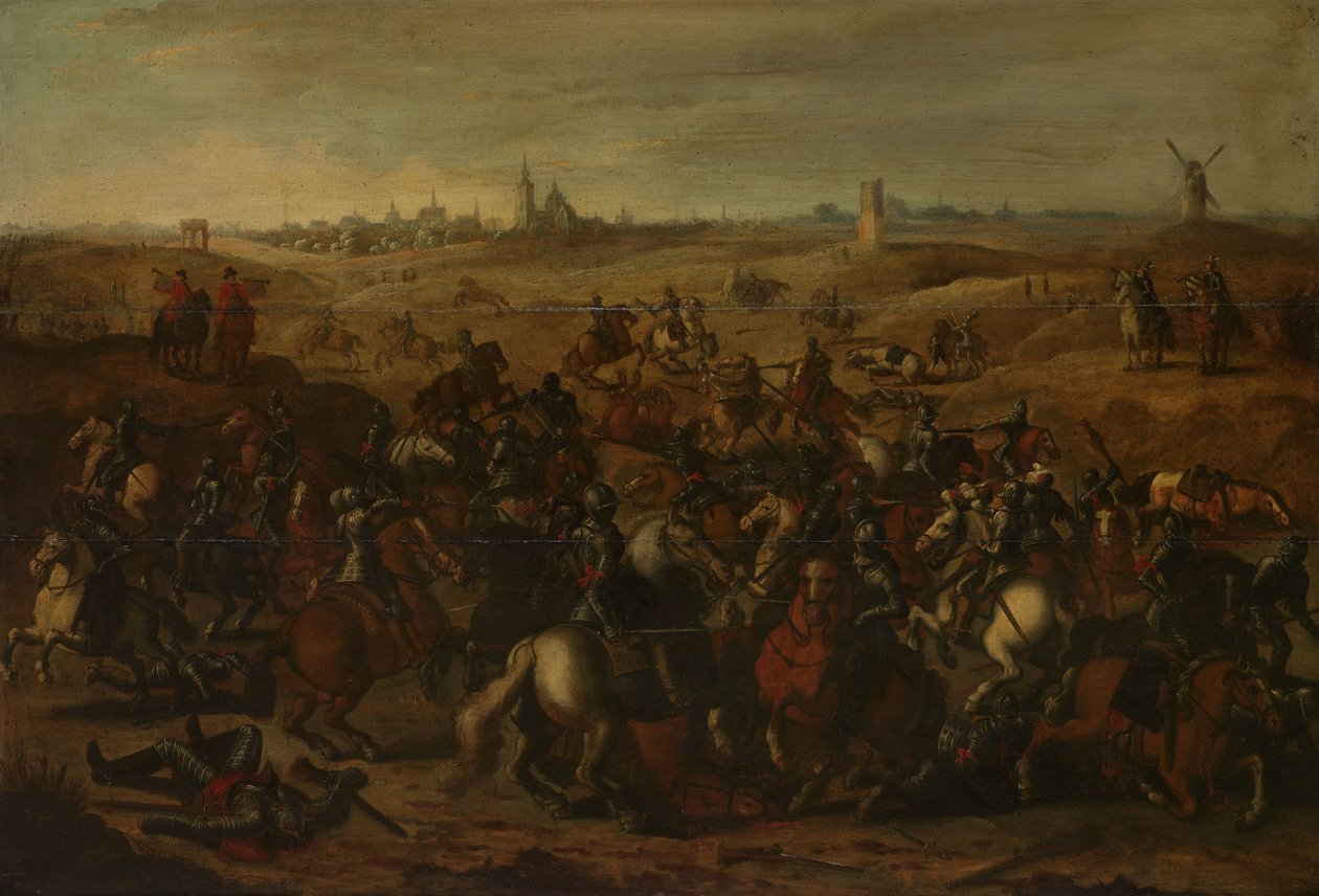 Potyczka między kirasjerami, 5 lutego 1600, nad rzeką Vughterheide autorstwa Sebastiaen Vrancx (after)