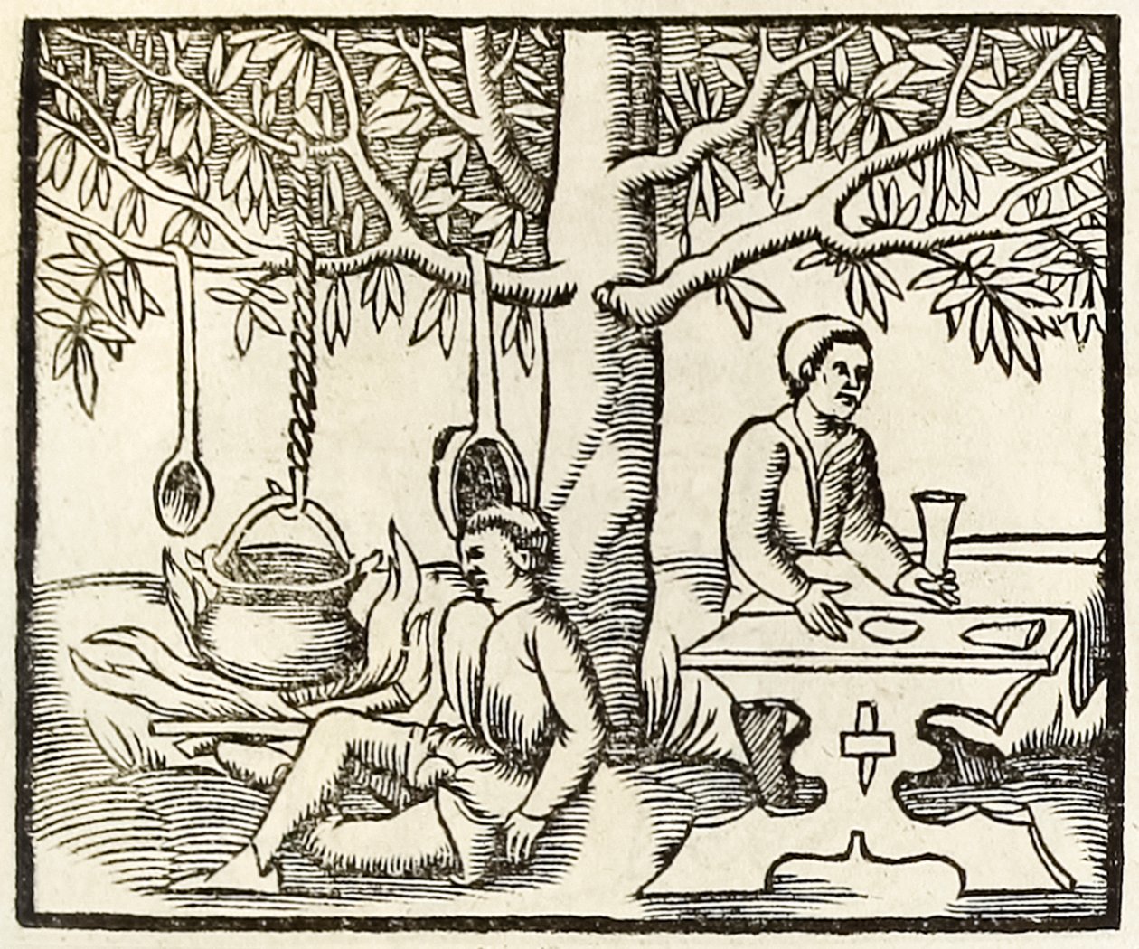 Garnek i kelnerka z 1550 edycji Cosmographia Sebastiana Munster autorstwa Sebastian Munster