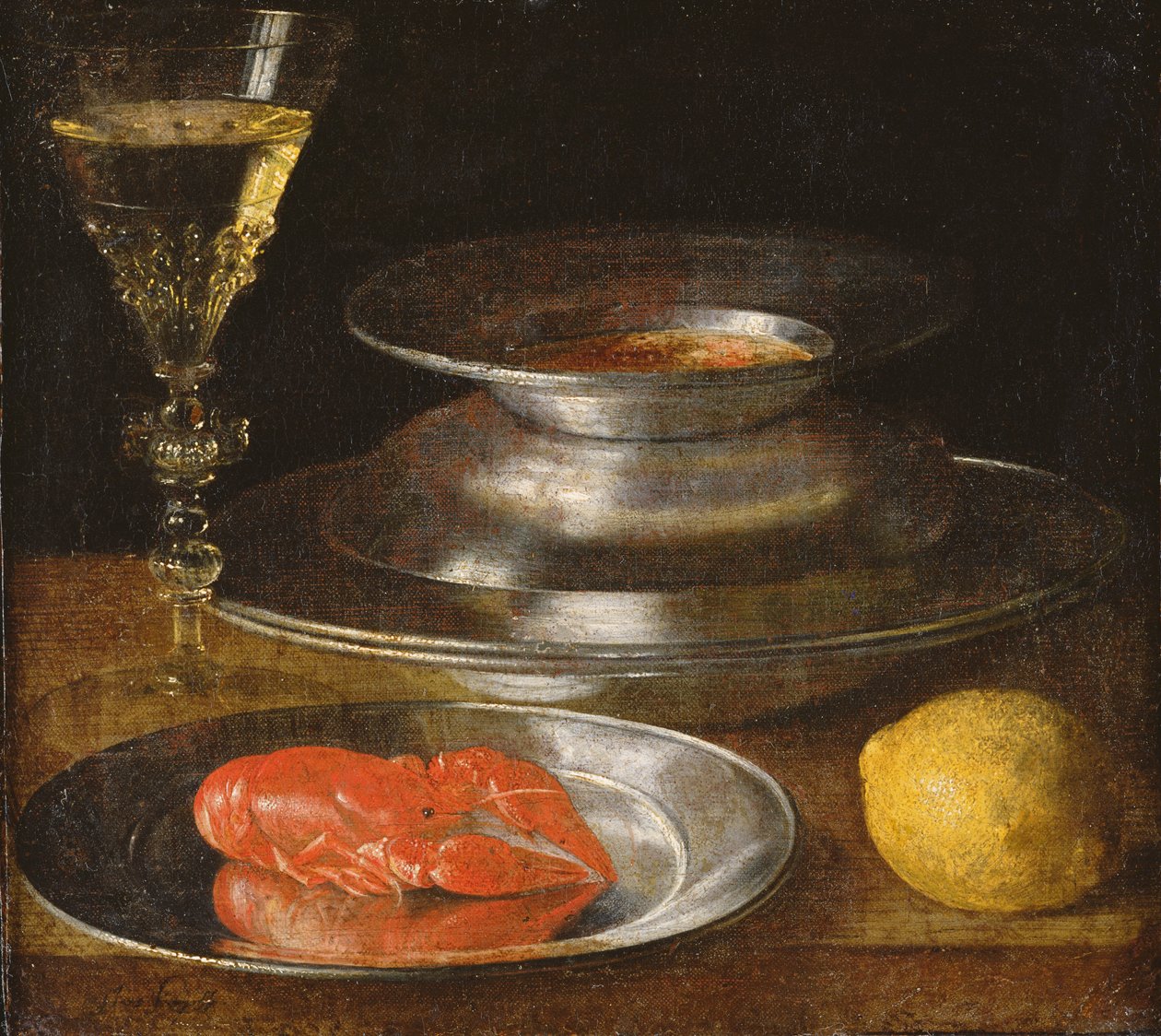 Martwa natura z homarem, ok. 1630 autorstwa Sebastian Stoskopff