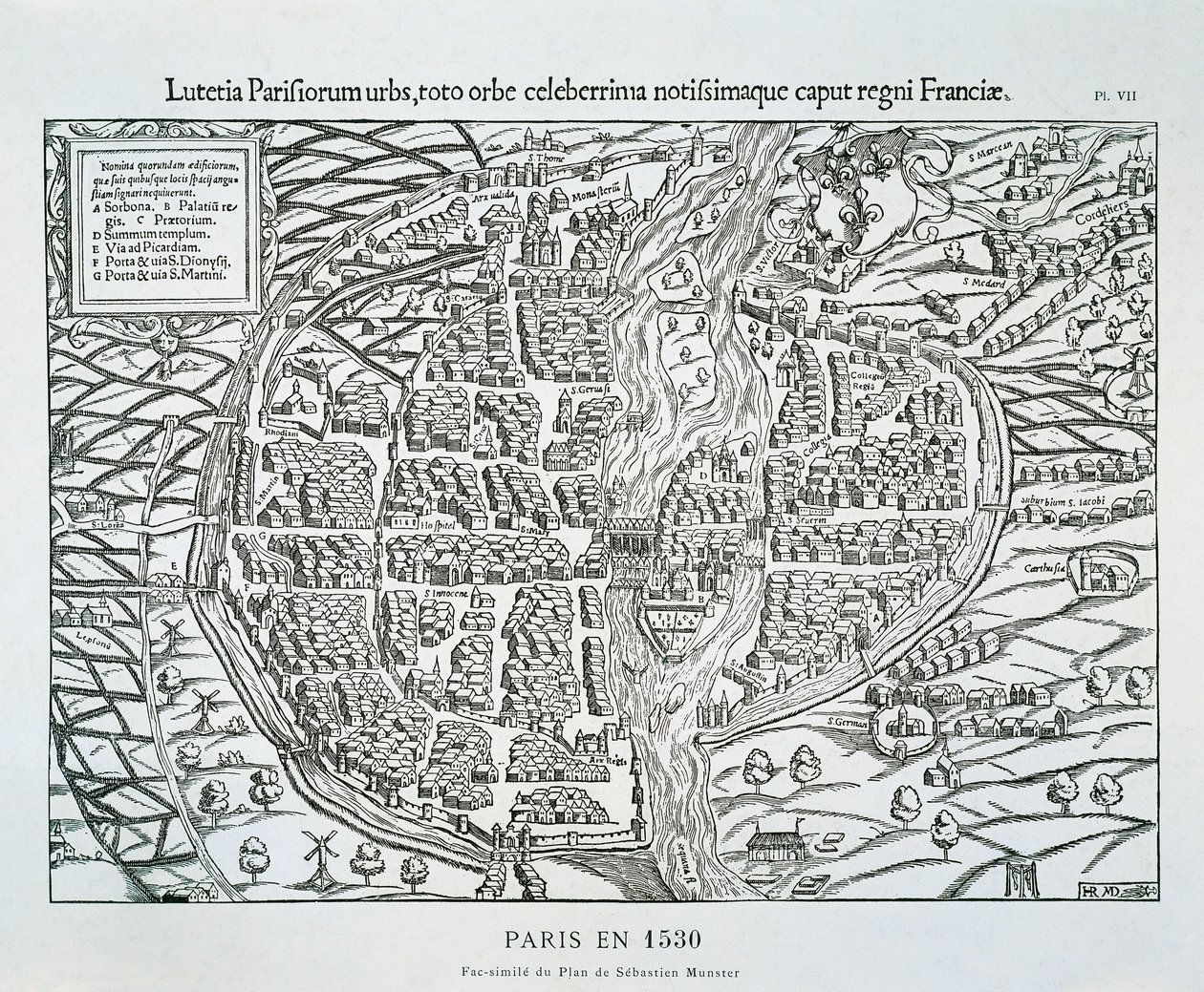 Plan miasta Paryża ok. 1530 (drewno) autorstwa Sebastian (after) Münster