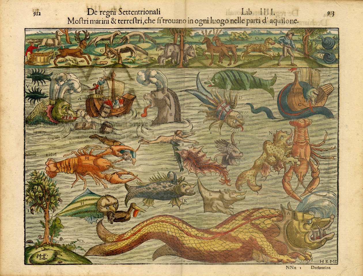 Potwory z morza i lądu... (Monsters of Sea  Land...) autorstwa Sebastian & Magnus Olaus (1490-1557) Münster