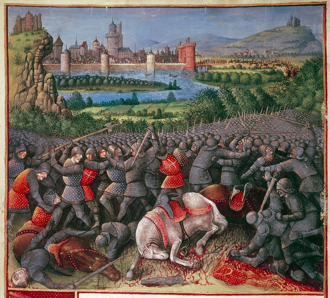 Bitwa podczas Pierwszej Krucjaty Krucjaty Ludowej, 1096-1099, c1490 autorstwa Sebastian Marmoret