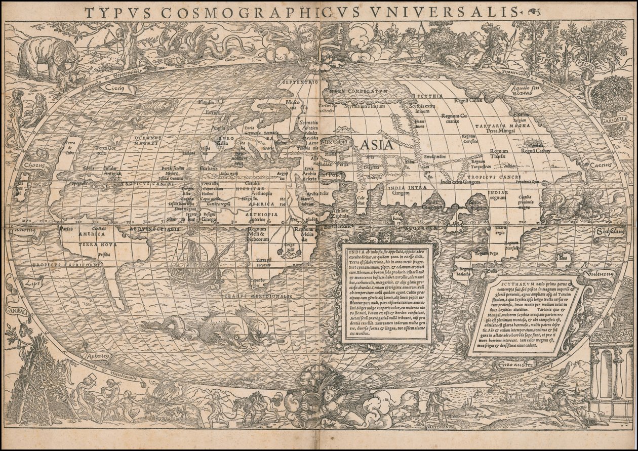 Mapa świata z 1532 r. autorstwa Sebastiana Münstera autorstwa Sebastian Munster