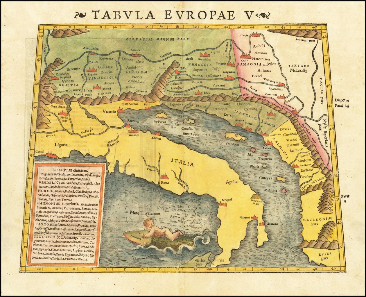1545 Piąta mapa Europy Ptolemeusza autorstwa Sebastiana Munstera autorstwa Sebastian Munster