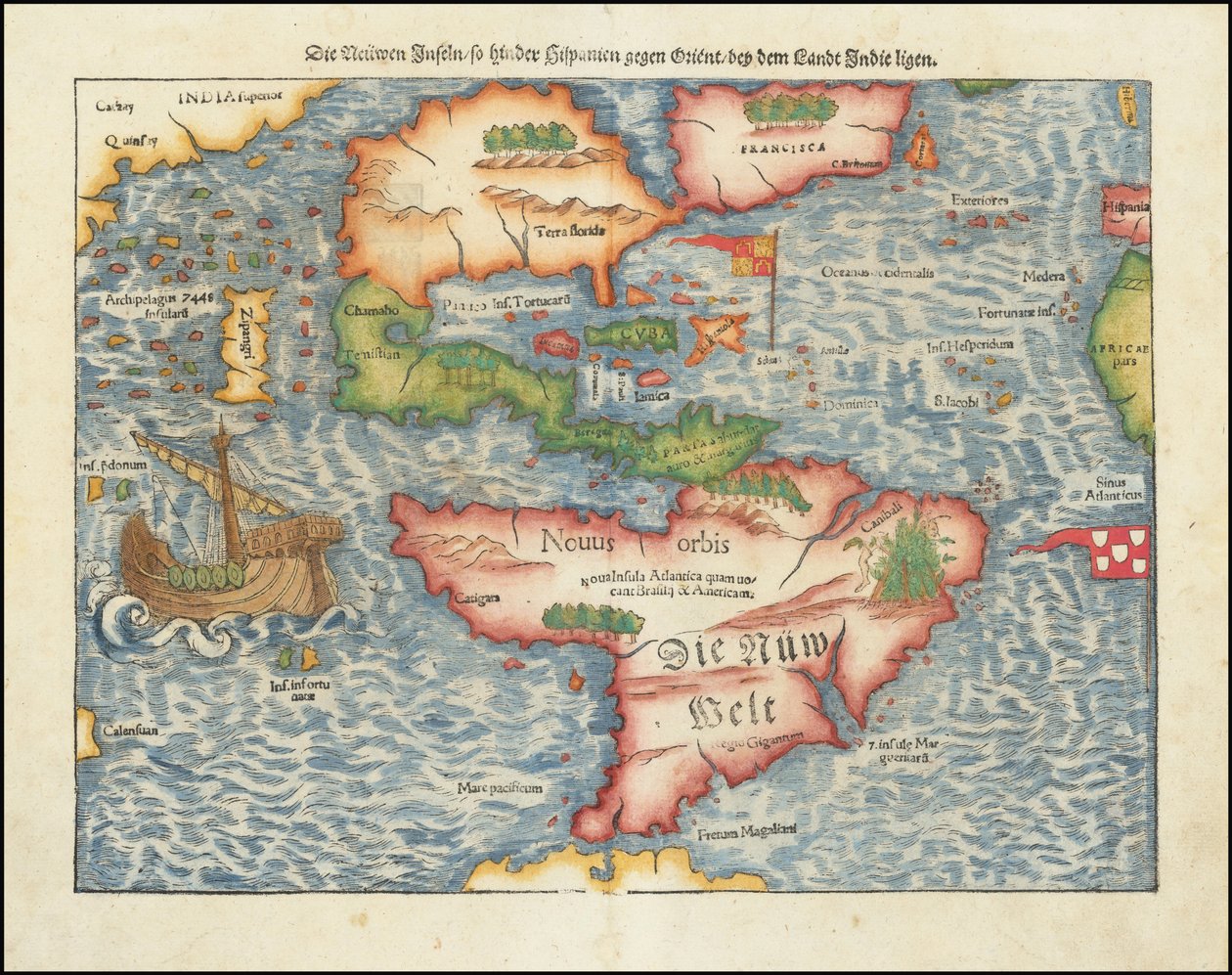 Mapa obu Ameryk z 1561 r. autorstwa Sebastiana Münstera autorstwa Sebastian Munster
