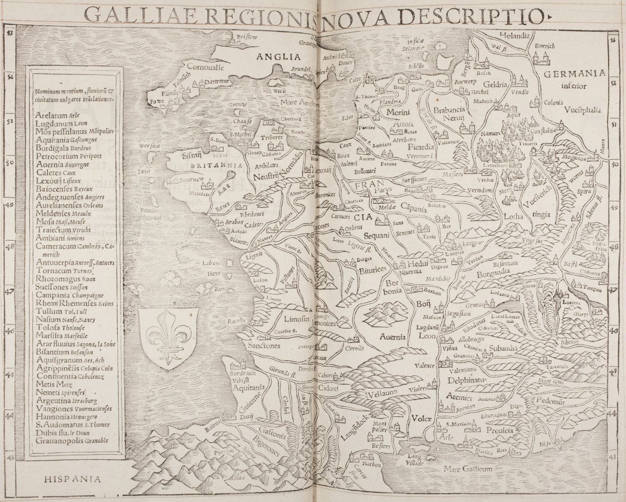 Kosmografia, detal Galii autorstwa Sebastian Munster